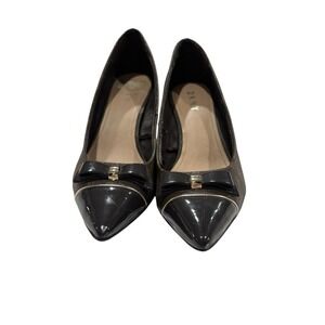 DKNY Patent Bow Monogrammed Pumps 7.5 Logo Classic RARE